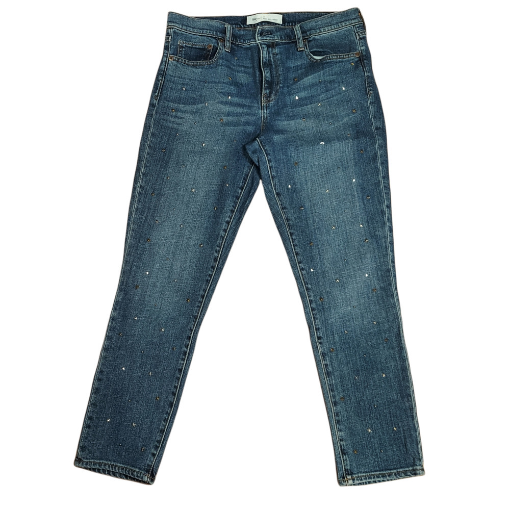 Gap 1969 Women's Best Girlfriend Embellished Straight Leg Denim Jeans Size 30